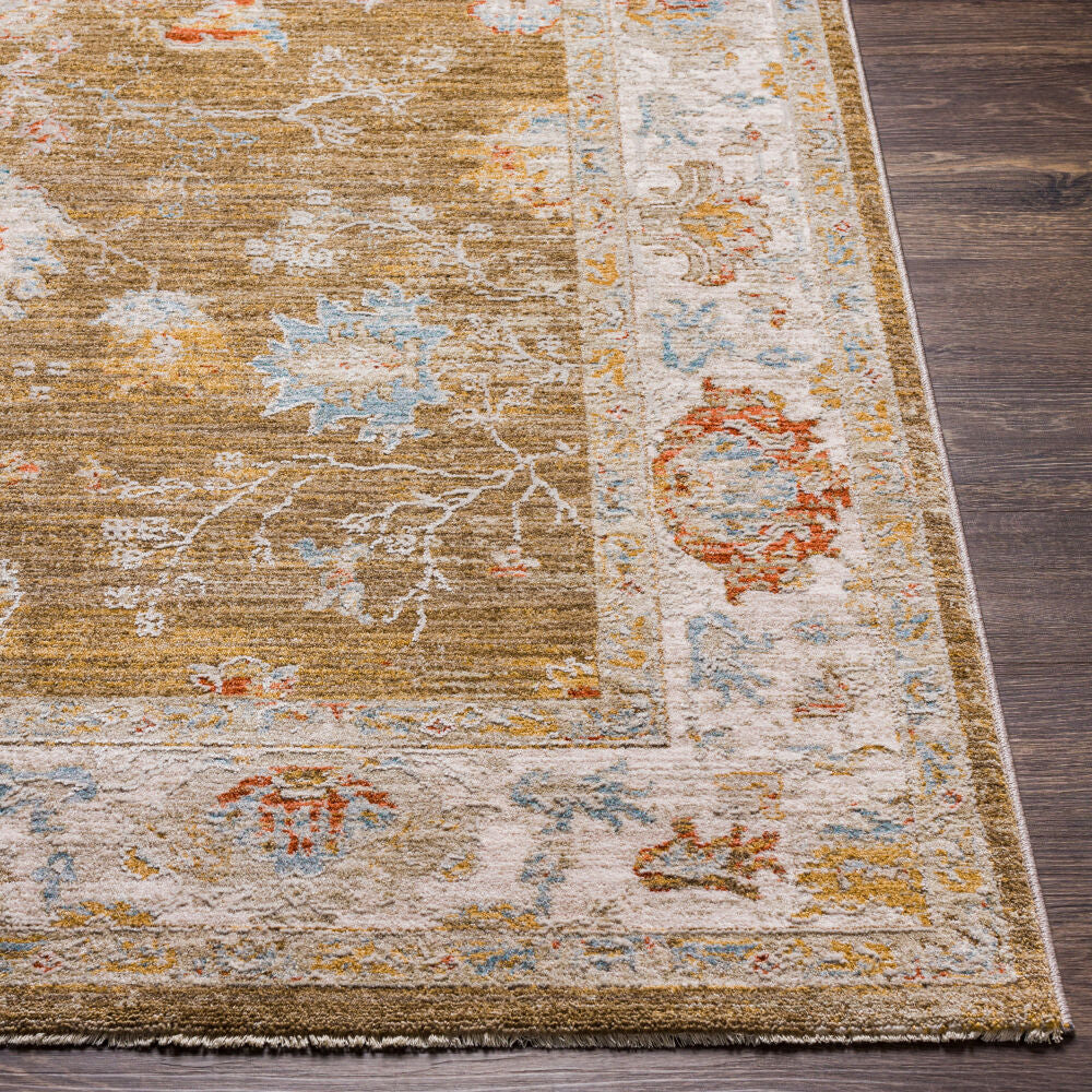 Avant Garde Brown/Sky Blue Machine Woven Rug - front