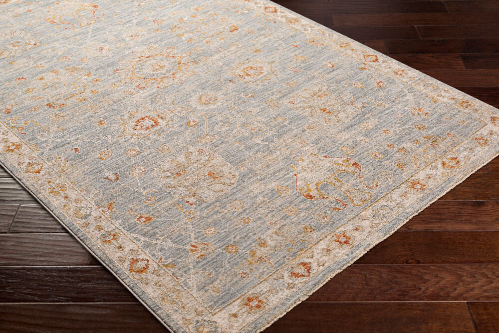 Avant Garde Denim/Rust Machine Woven Rug - corner