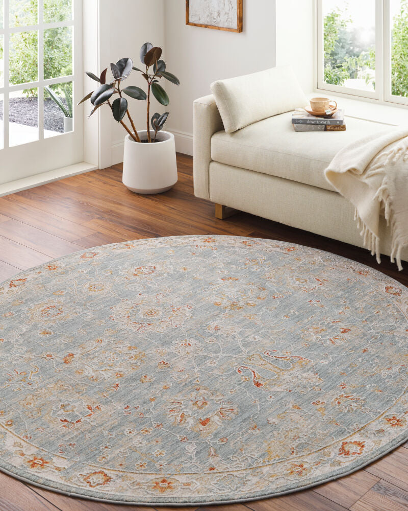 Avant Garde Denim/Rust Machine Woven Rug - roomscene