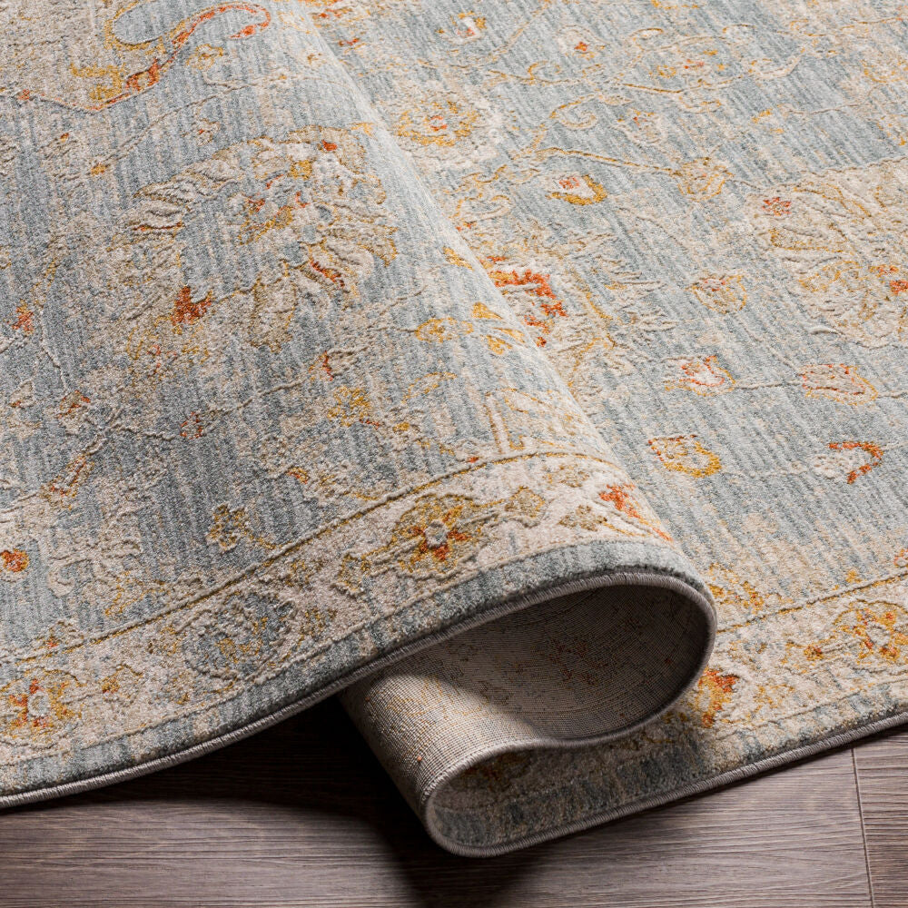Avant Garde Denim/Rust Machine Woven Rug - fold