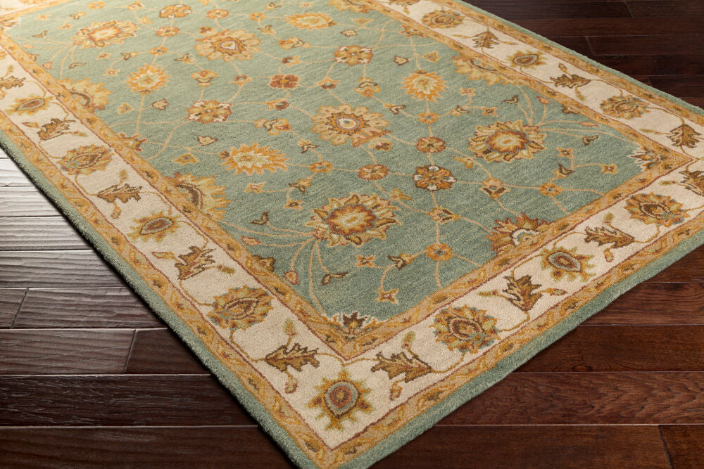 Middleton Grass Green/Tan Handmade Rug - corner