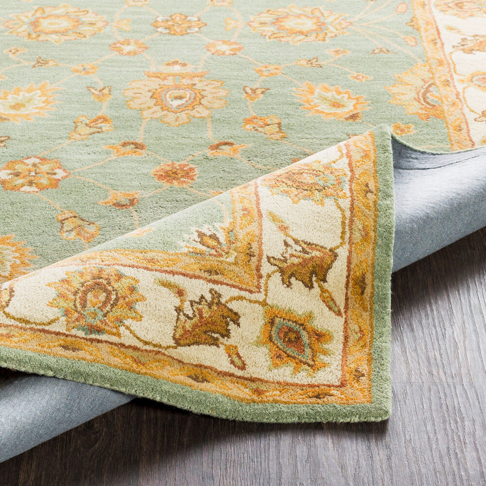 Middleton Grass Green/Tan Handmade Rug - fold