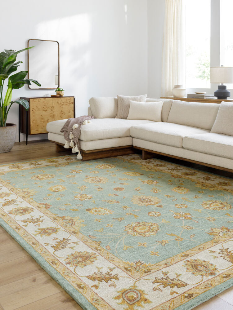 Middleton Grass Green/Tan Handmade Rug - roomscene