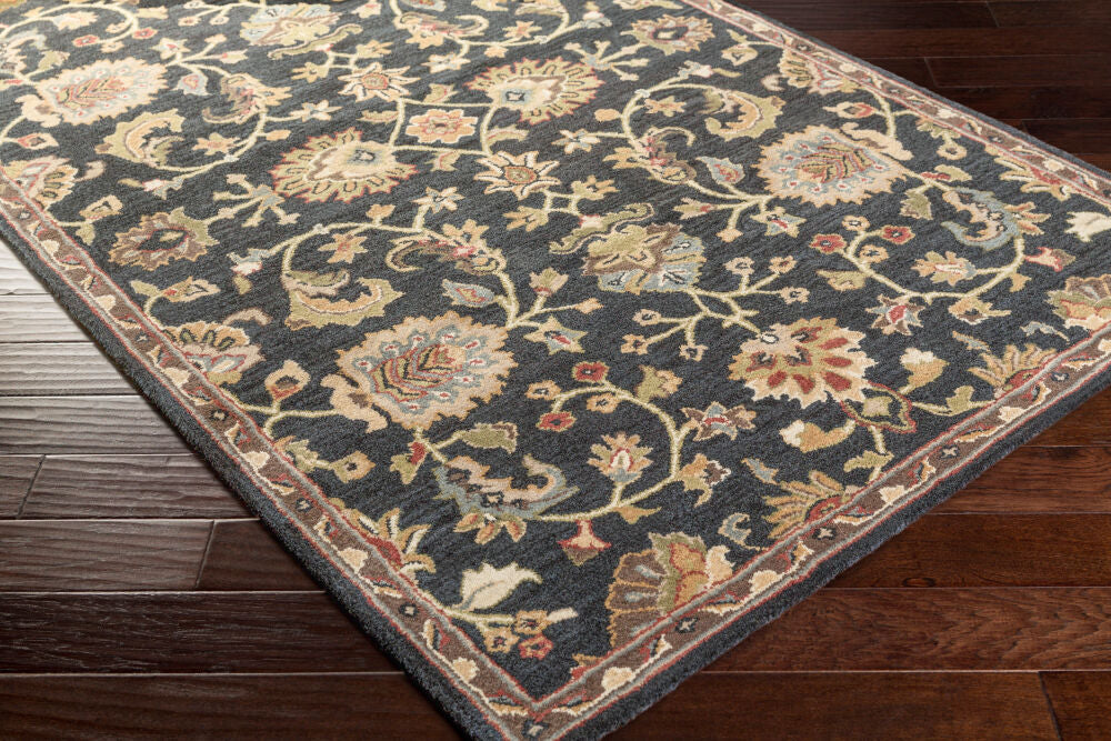 Middleton Burgandy/Taupe Handmade Rug - corner