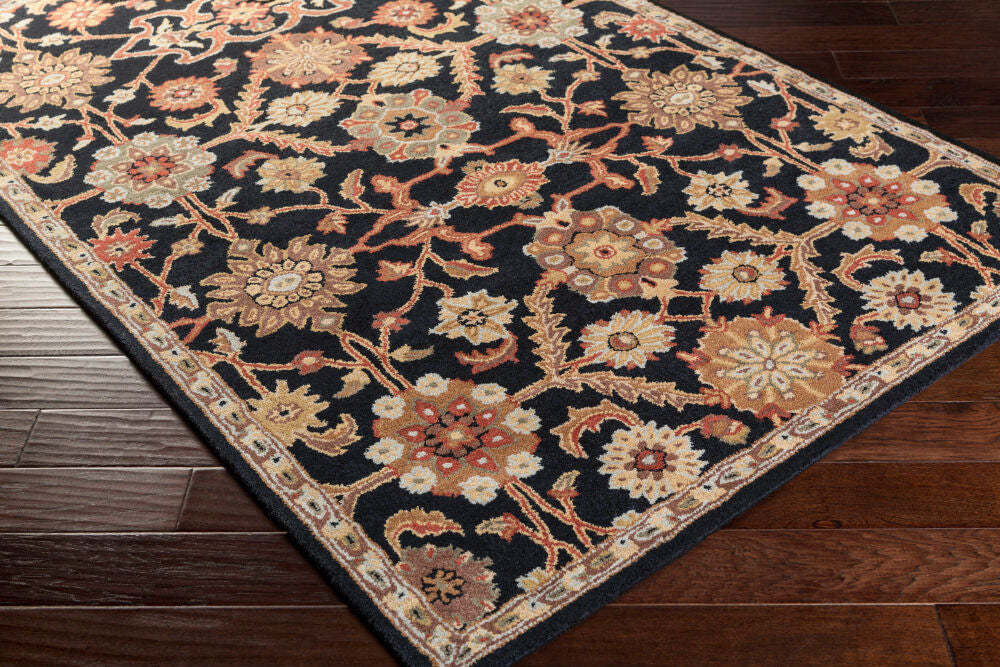 Middleton Black/Sage Handmade Rug - corner
