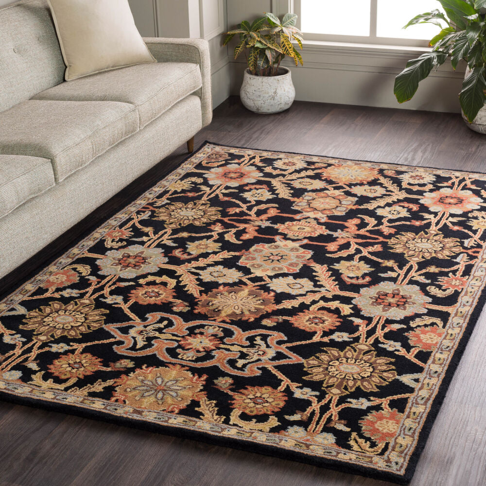 Middleton Black/Sage Handmade Rug - roomscene