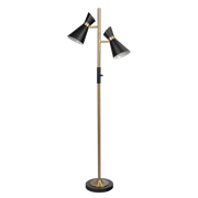 Axis Brassed Gold Floor Lamp with 4-Way Switch Double Spots with Metal Base - West Lamp