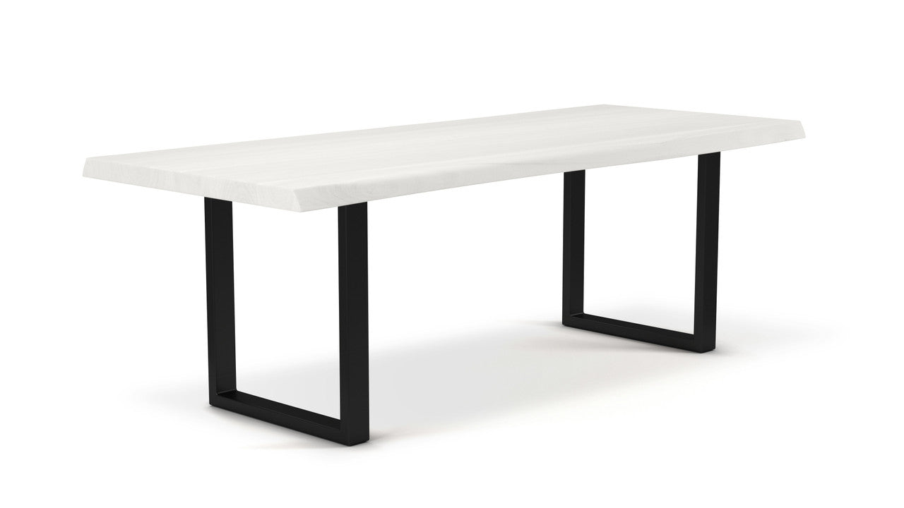 Brooks - Dining Table - U Base - 40" x 79" - White Wash Top - Black Base