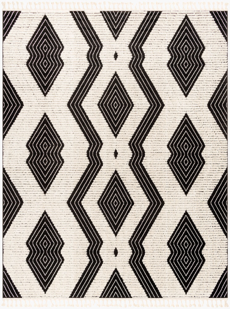 Azilal Black/Ivory Machine Woven Rug AZI-2300 - 2' x 2'11"