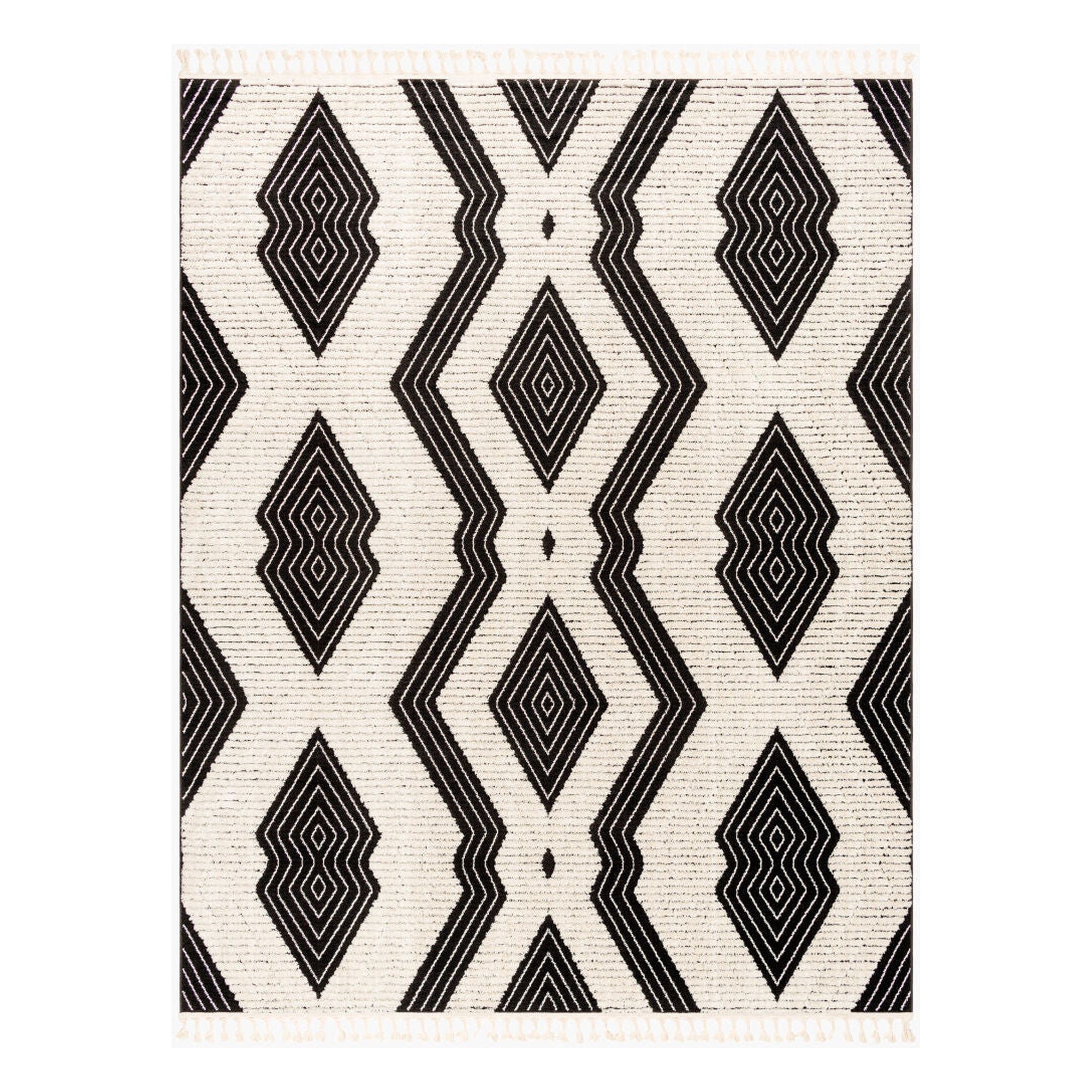 Azilal Black/Ivory Machine Woven Rug AZI-2300 - 2' x 2'11"