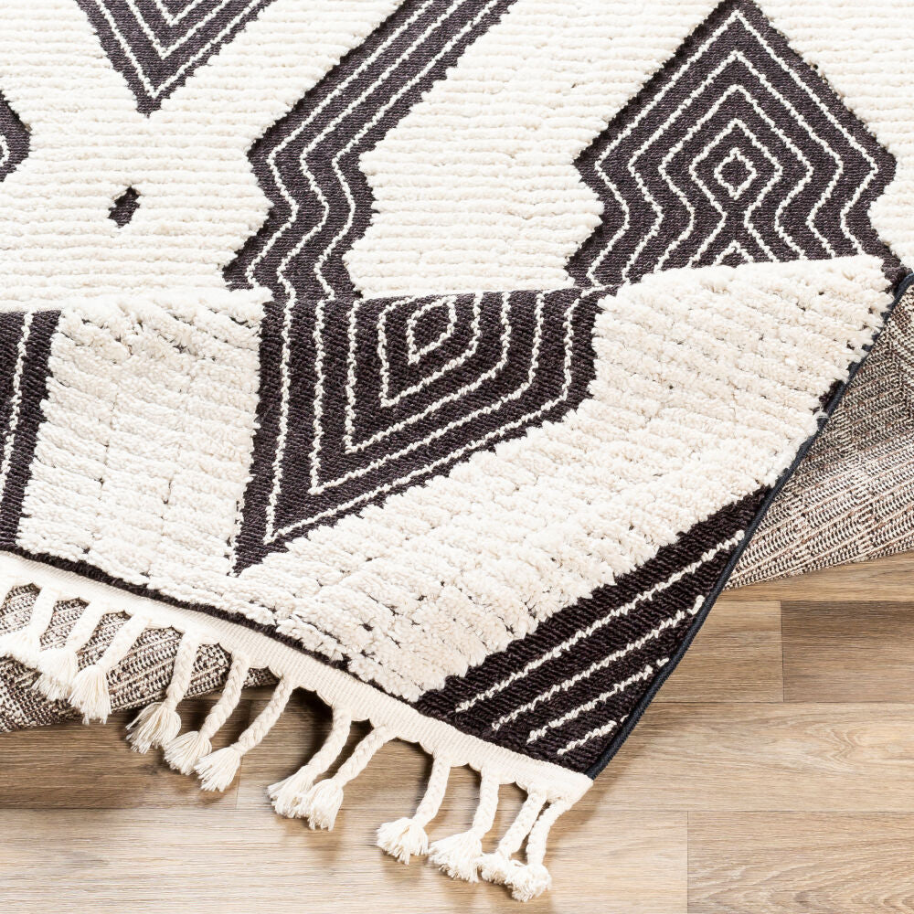 Azilal Black/Ivory Machine Woven Rug AZI-2300 - fold