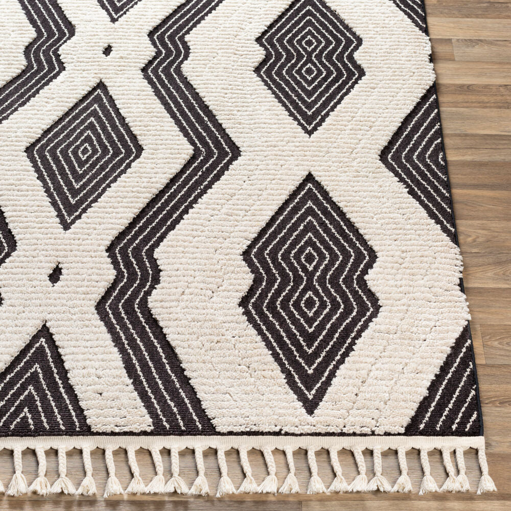 Azilal Black/Ivory Machine Woven Rug AZI-2300 - front