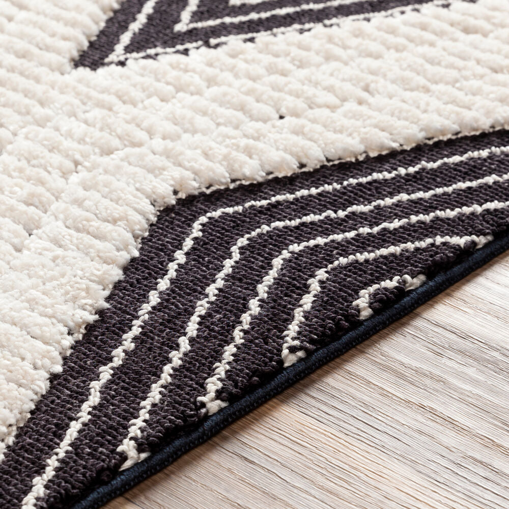 Azilal Black/Ivory Machine Woven Rug AZI-2300 - texture