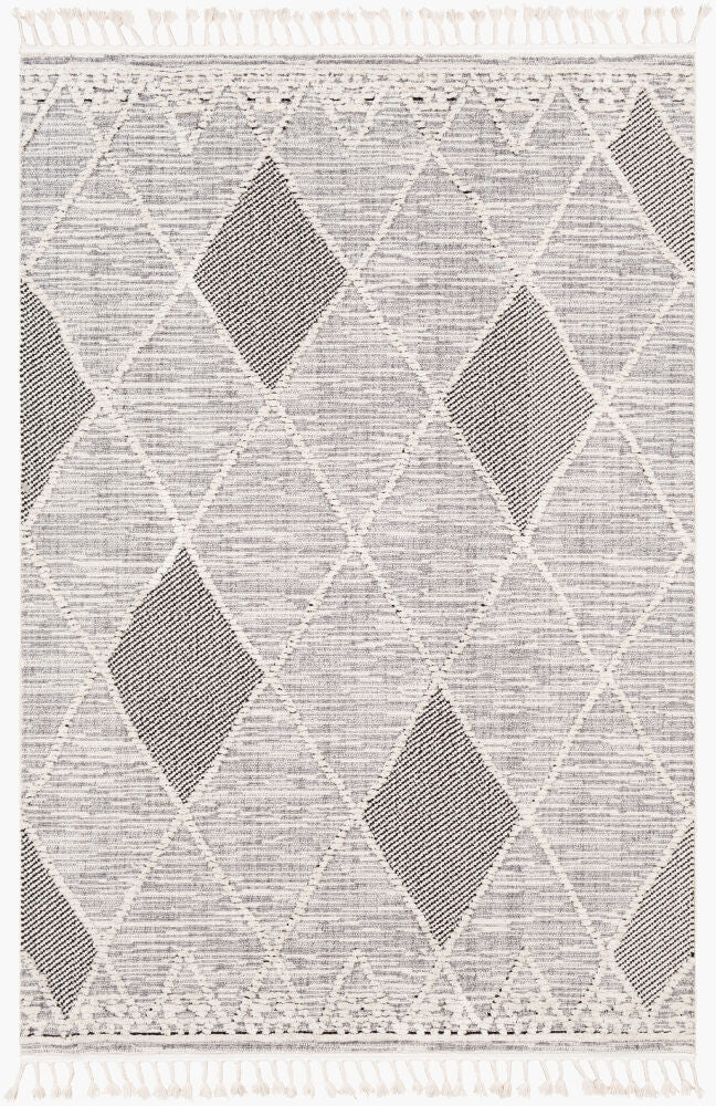 Azilal Black/Ivory Machine Woven Rug AZI-2304 - 2' x 2'11"