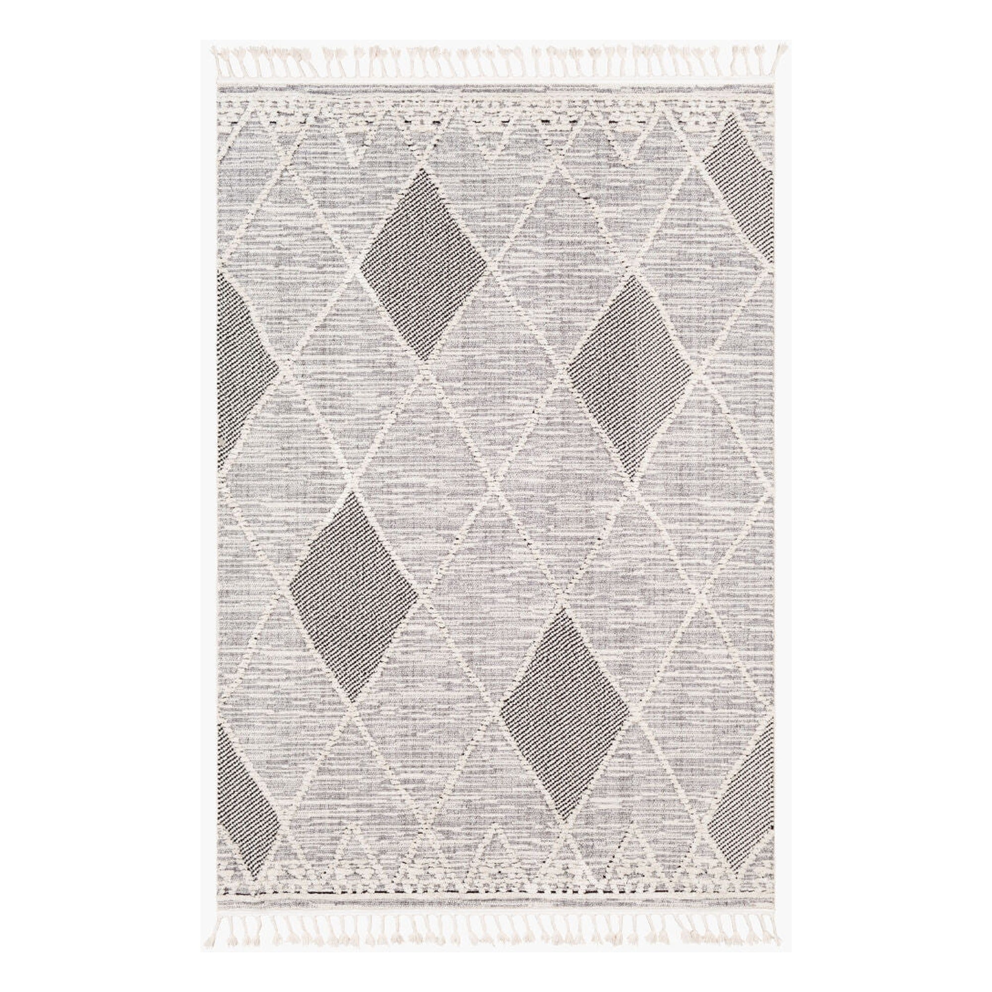 Azilal Black/Ivory Machine Woven Rug AZI-2304 - 2' x 2'11"