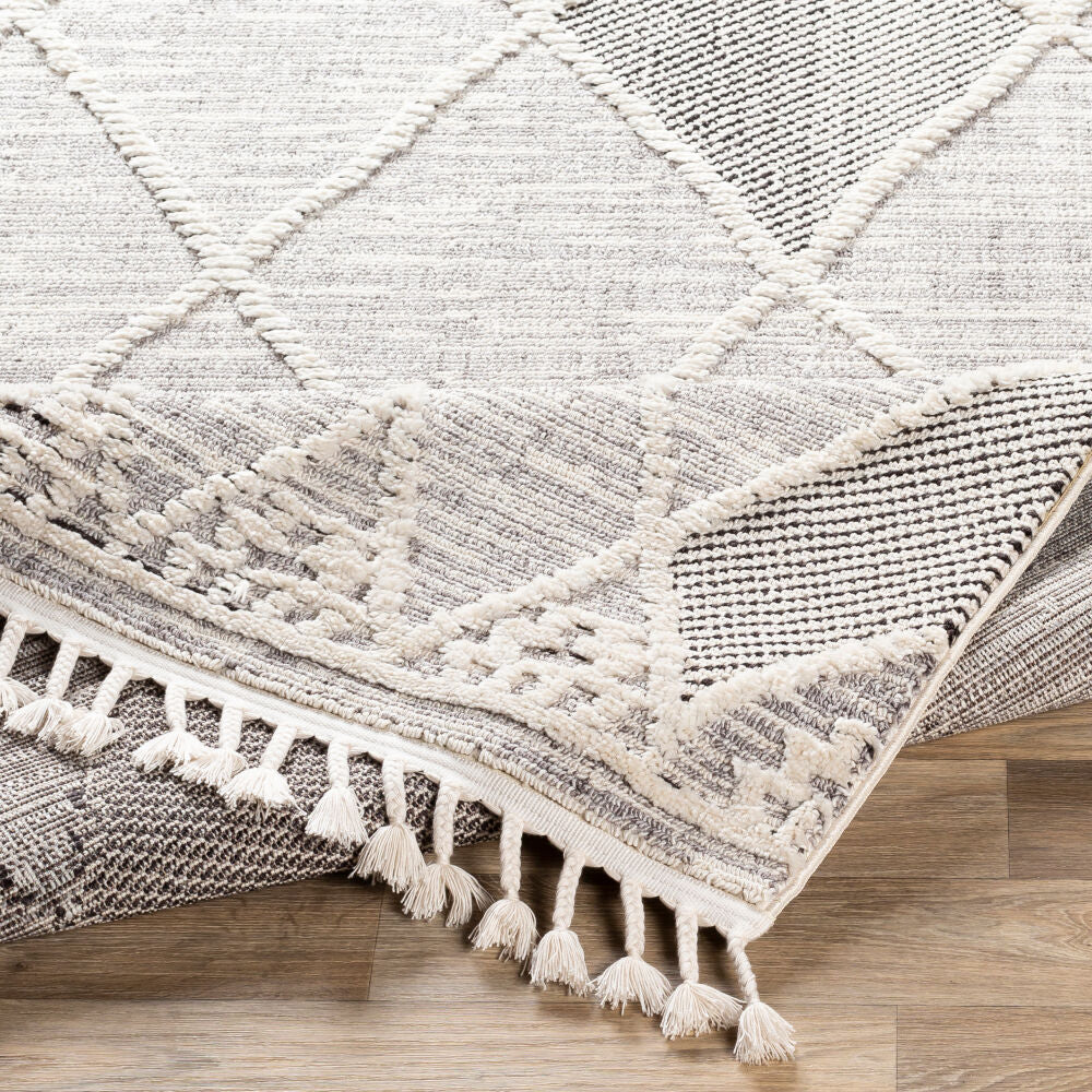 Azilal Black/Ivory Machine Woven Rug AZI-2304 - fold