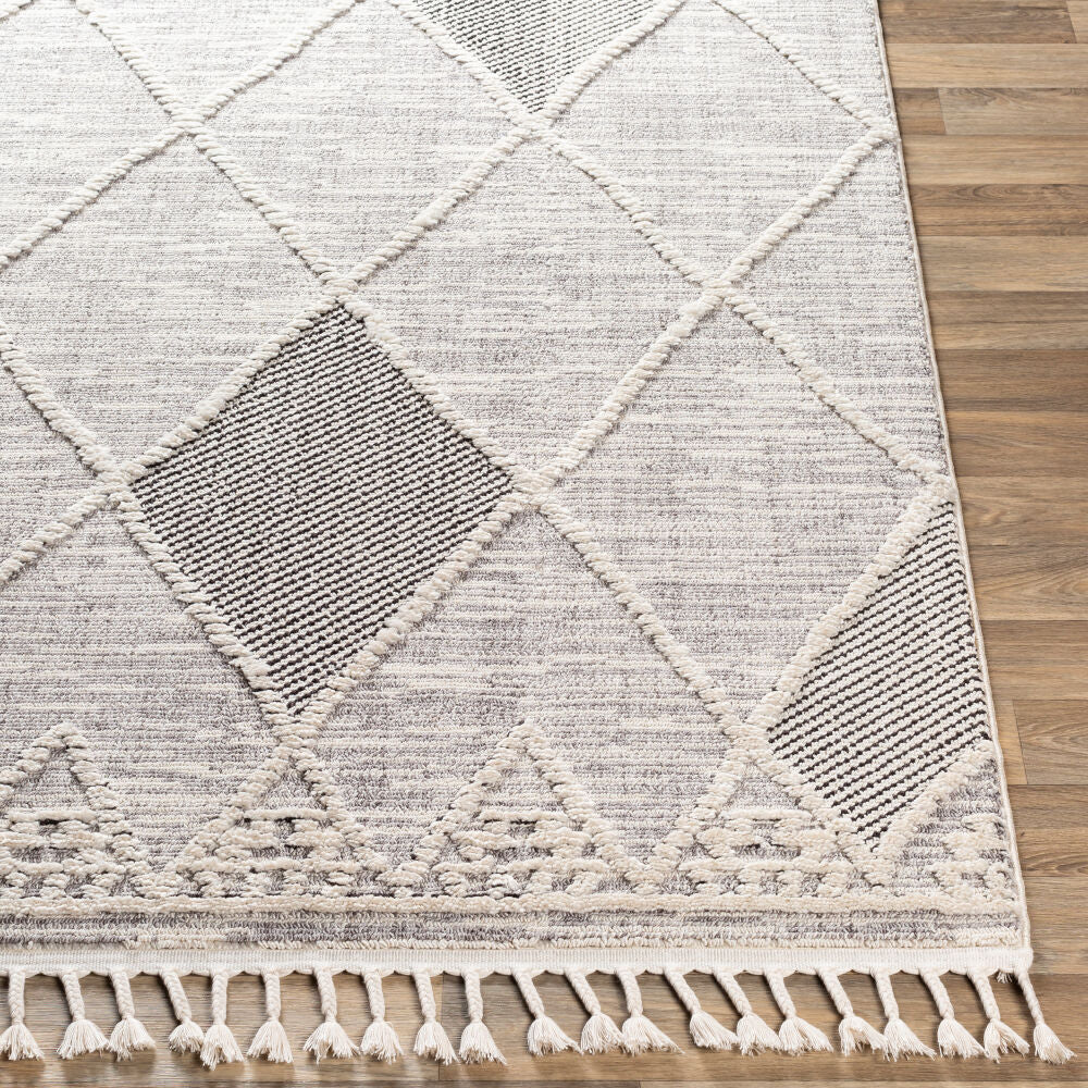 Azilal Black/Ivory Machine Woven Rug AZI-2304 - front
