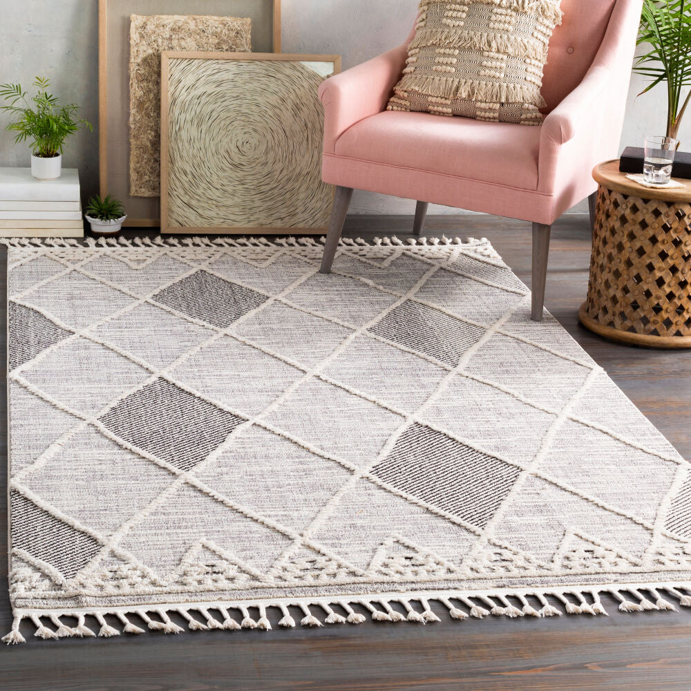 Azilal Black/Ivory Machine Woven Rug AZI-2304 - roomscene