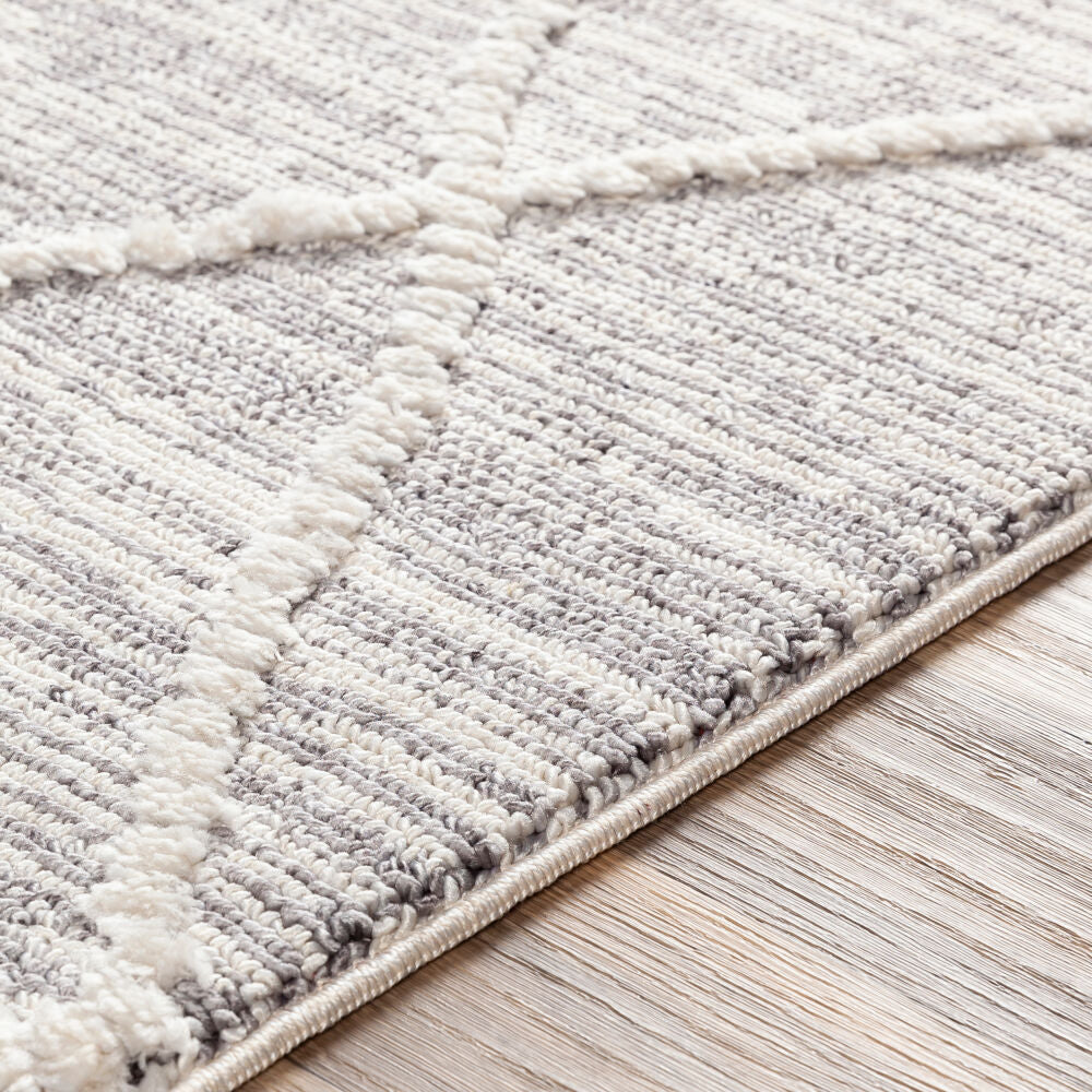 Azilal Black/Ivory Machine Woven Rug AZI-2304 - texture