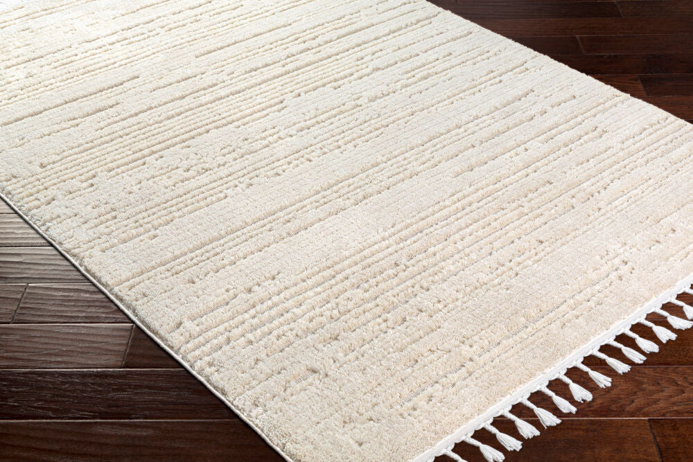 Azilal Ivory Machine Woven Rug - corner