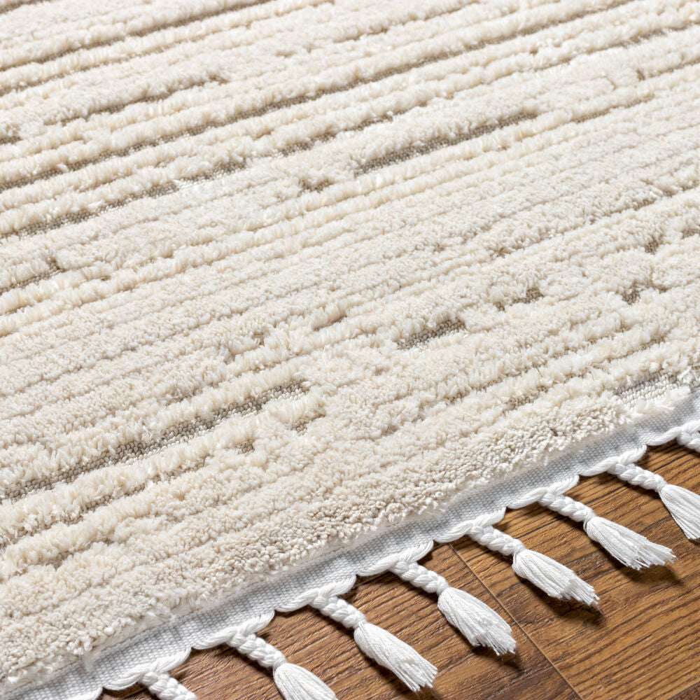 Azilal Ivory Machine Woven Rug - texture