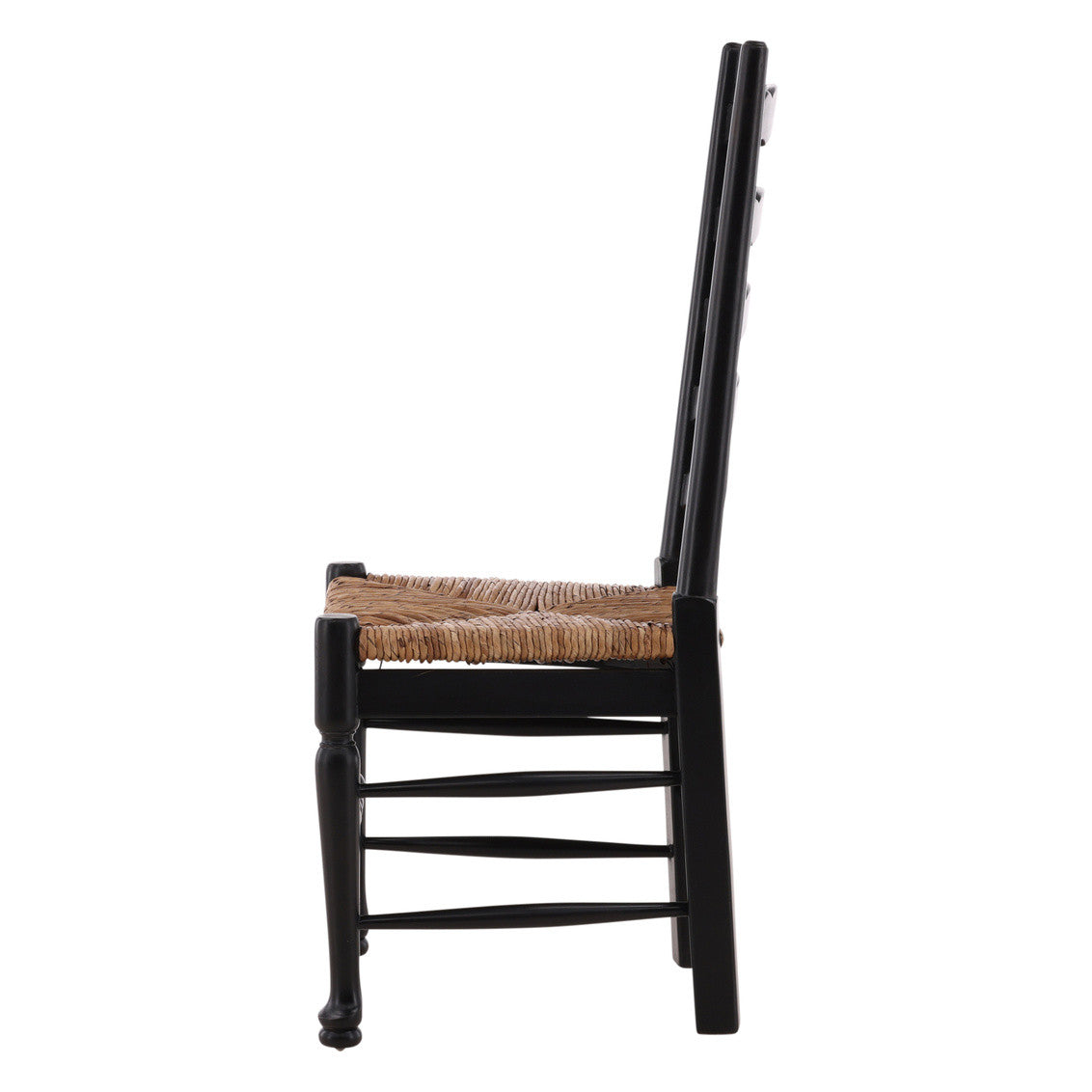 English Country Ladderback Black Side Chair