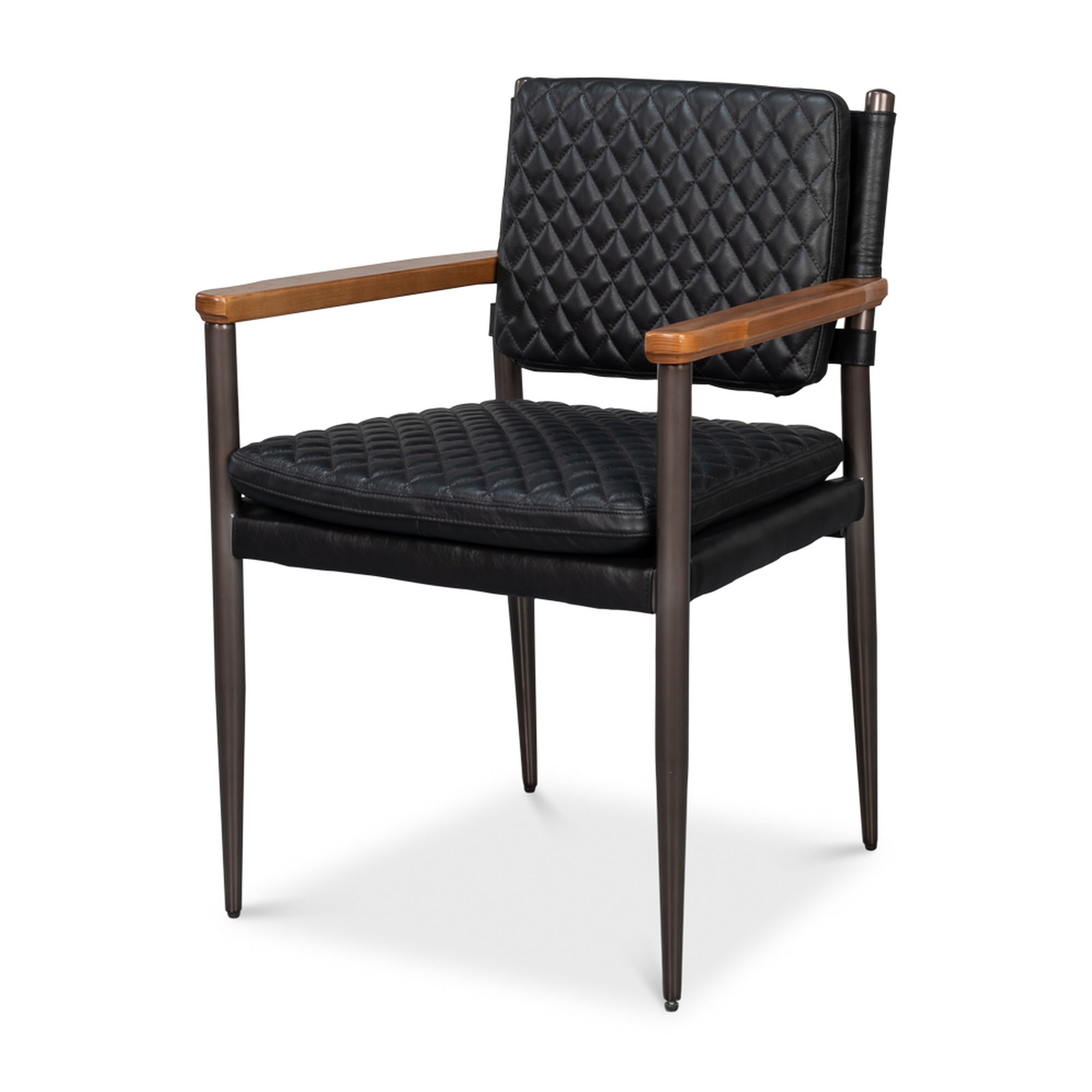 The Harley Chair, Onyx Black Leather by Sarreid Ltd