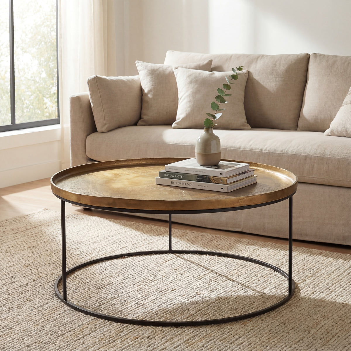 Elements Sana Coffee Table Antique Brass Top - Black Frame by Urbia - detail 6