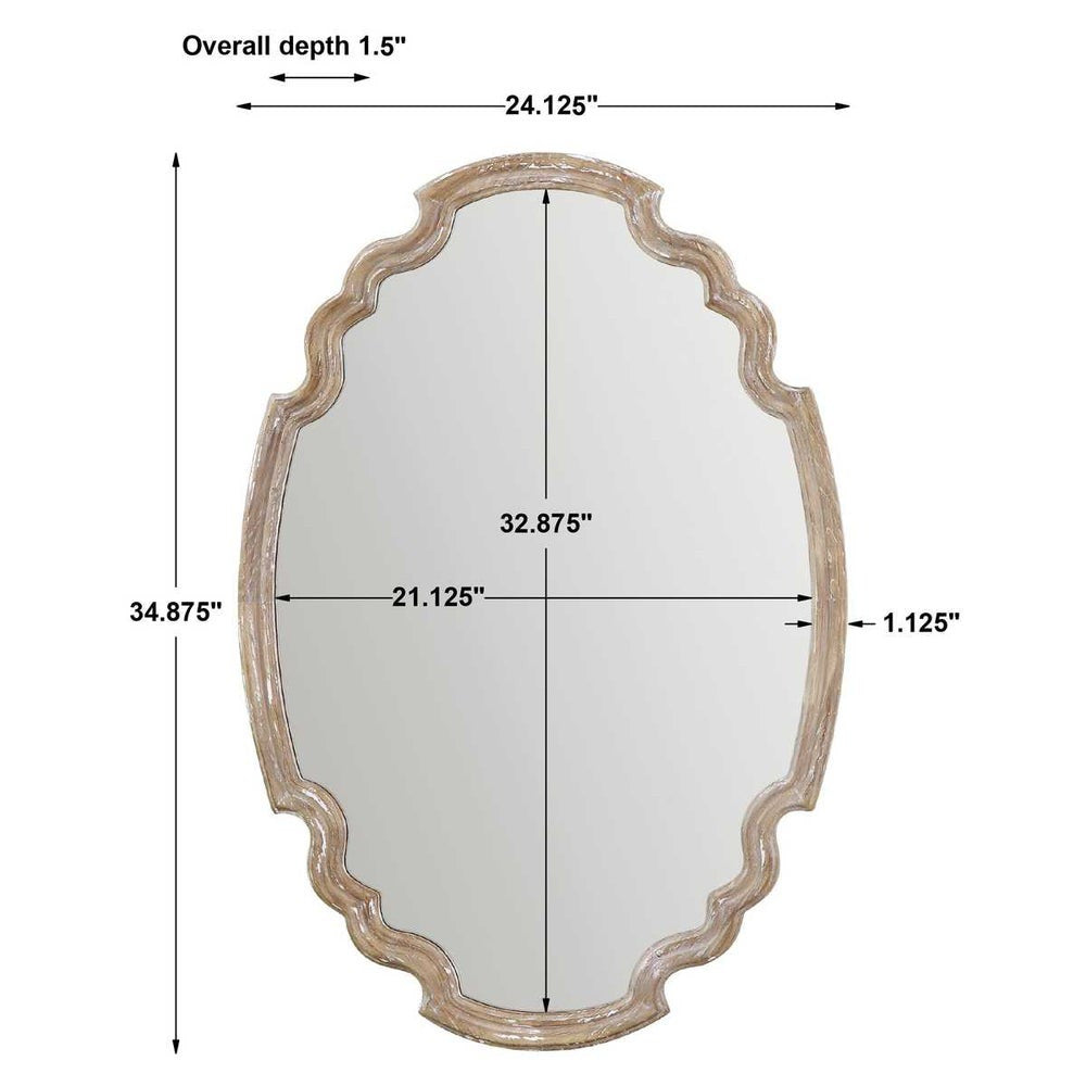 Ludovica Natural Wood Mirror - Ivory
