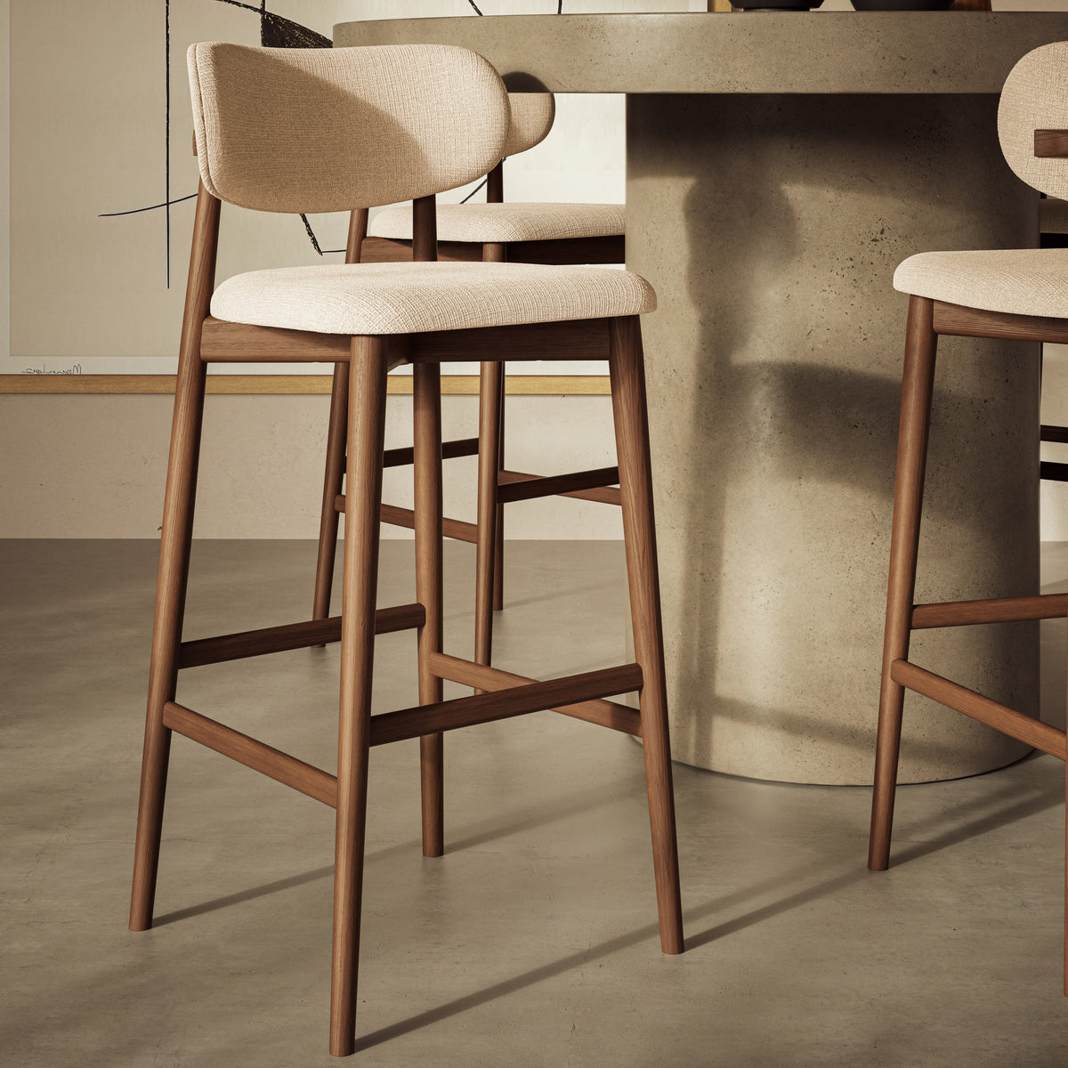 Lucia Bar Stool - Harvest Natural Seat - Nogal Frame by Urbia - detail 8