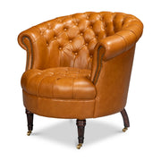 Bastian Armchair, Tan Brown Leather by Sarreid Ltd