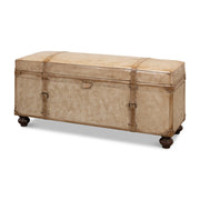 Leather Trunk/Bench, Pearl Leather by Sarreid Ltd