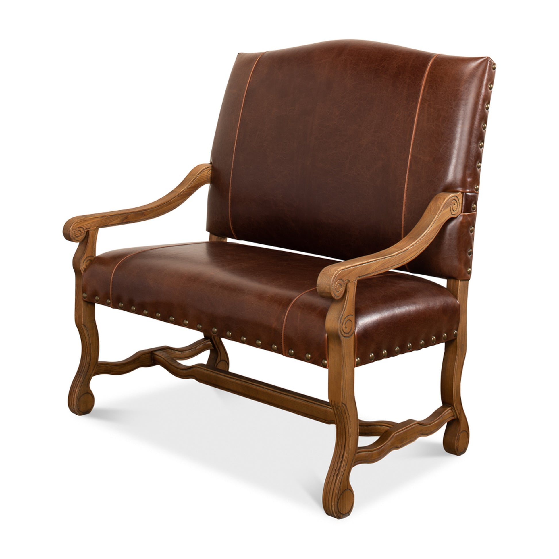 Italian Leather Settee by Sarreid Ltd