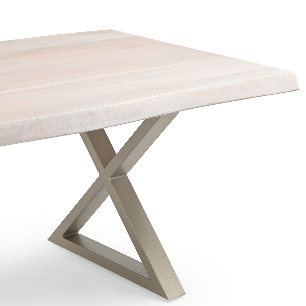 Brooks Dining Table X Base 40" x 92" White Wash Top - Pewter Base by Urbia - detail 5