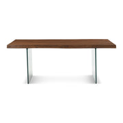 Brooks Dining Table Glass Base 40" x 79" Americano Top - Clear Glass Base by Urbia - product view