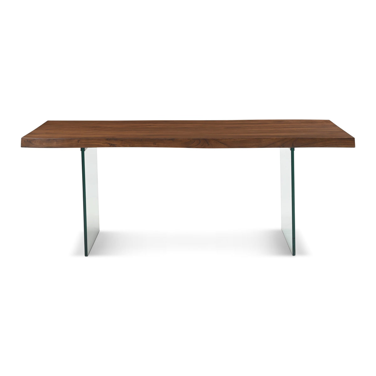 Brooks Dining Table Glass Base 40" x 79" Americano Top - Clear Glass Base by Urbia - product view