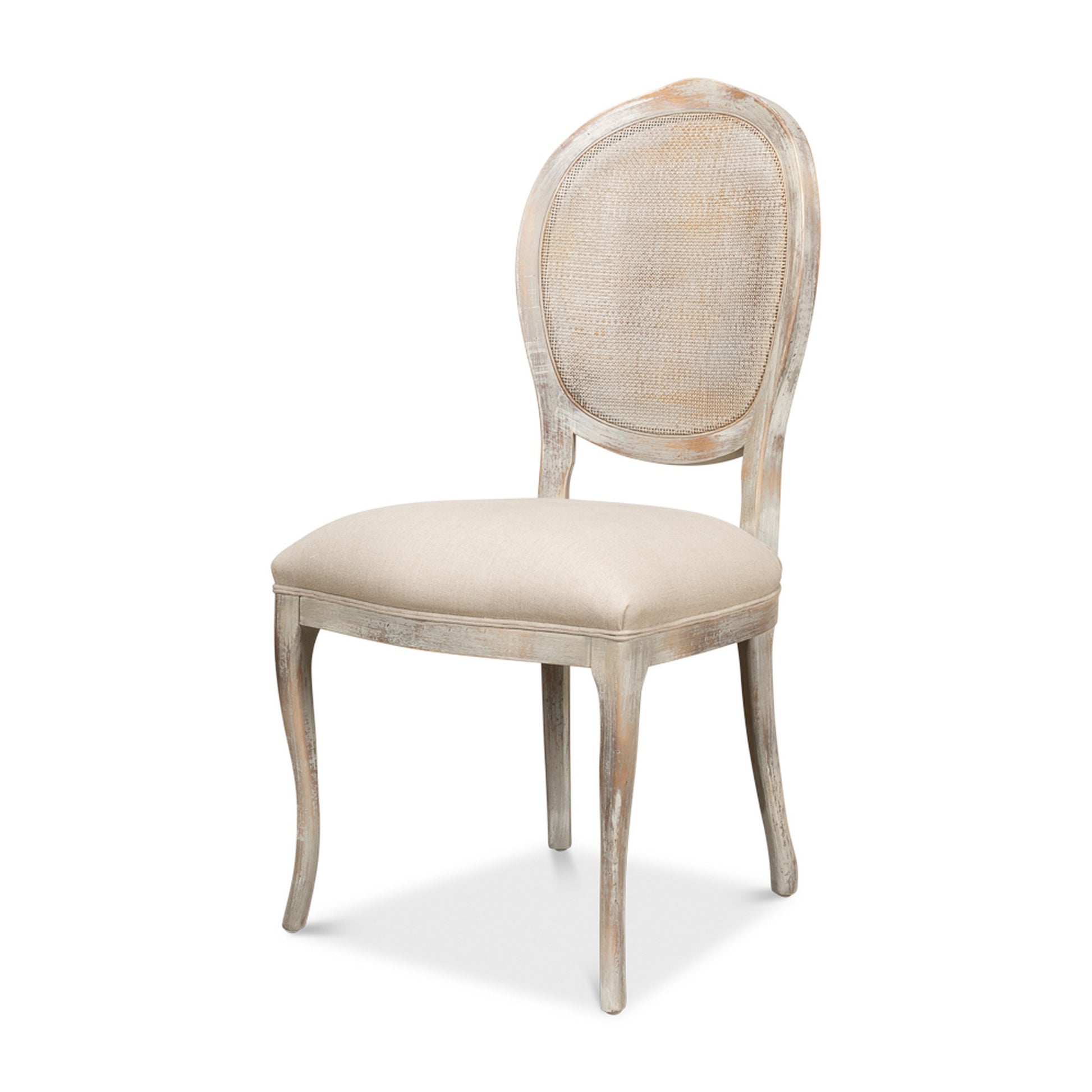 Oval Cane Back S/Chair, Grey Oak, Flax by Sarreid Ltd