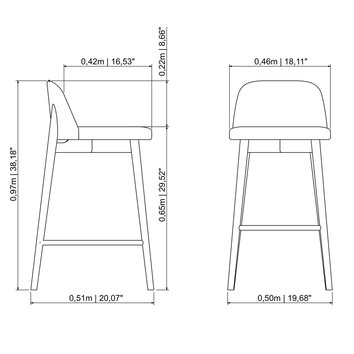 Tonia Barstool Ebano, Grey Mix, Bar Height by Urbia - detail 8