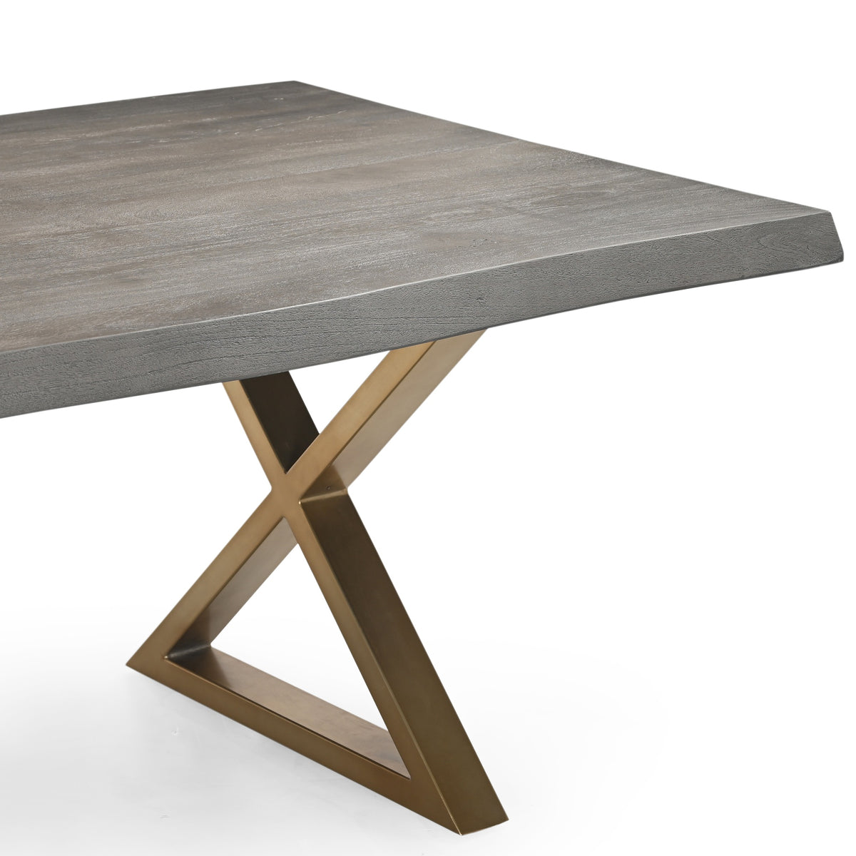 Brooks Dining Table X Base 40" x 92" Sandblasted Grey Top - Brass Base by Urbia - detail 5
