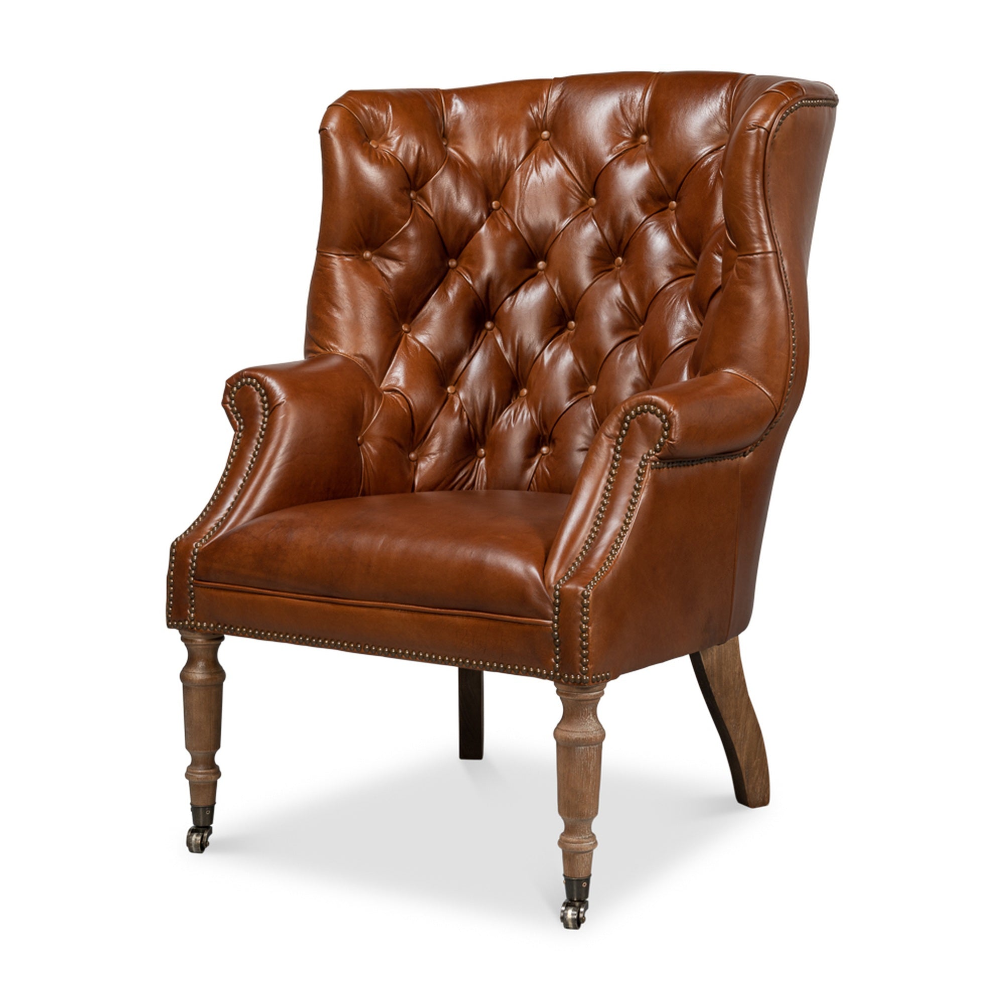 Welsh Leather Chair, Vintage Havana by Sarreid Ltd