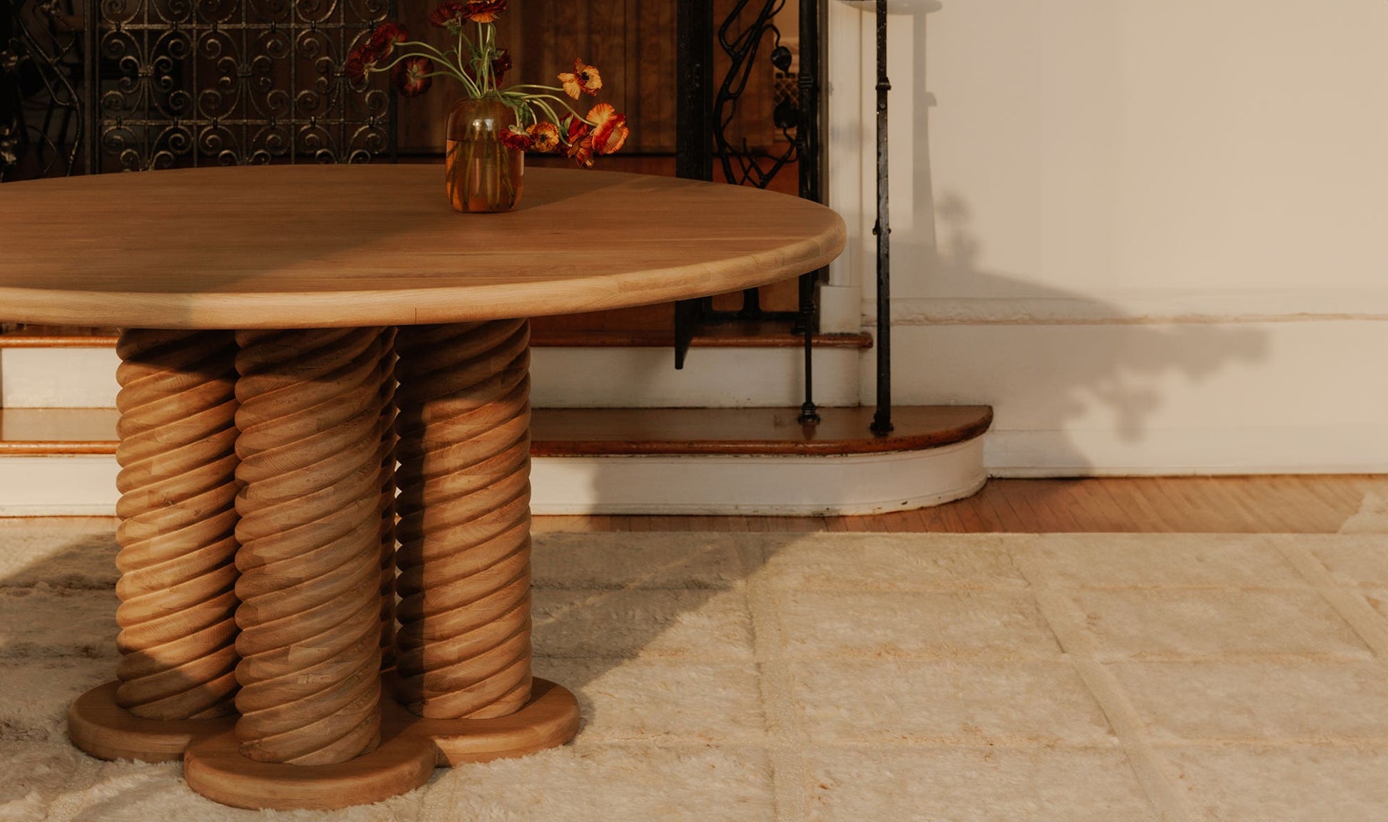 Treccia Round Dining Table Oak by Moe's Home Collection - view 7