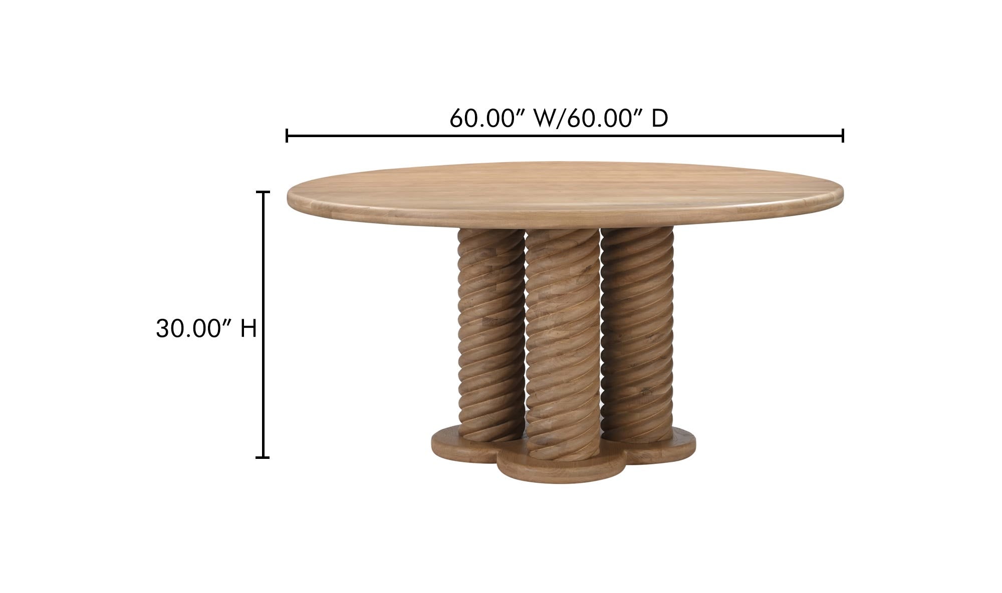Treccia Round Dining Table Oak by Moe's Home Collection - view 16