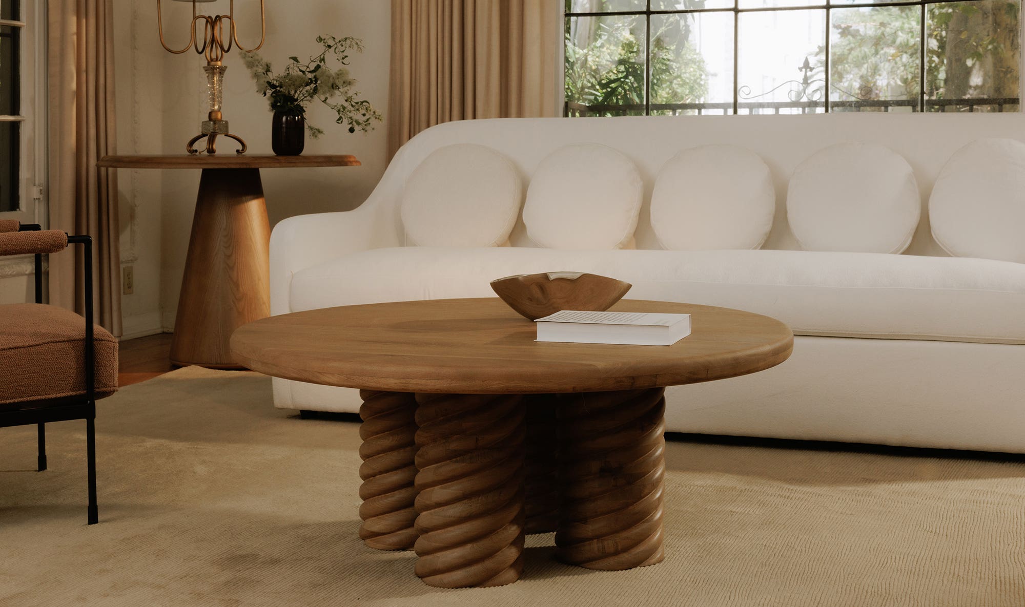 Treccia Round Coffee Table Oak by Moe's Home Collection - view 8