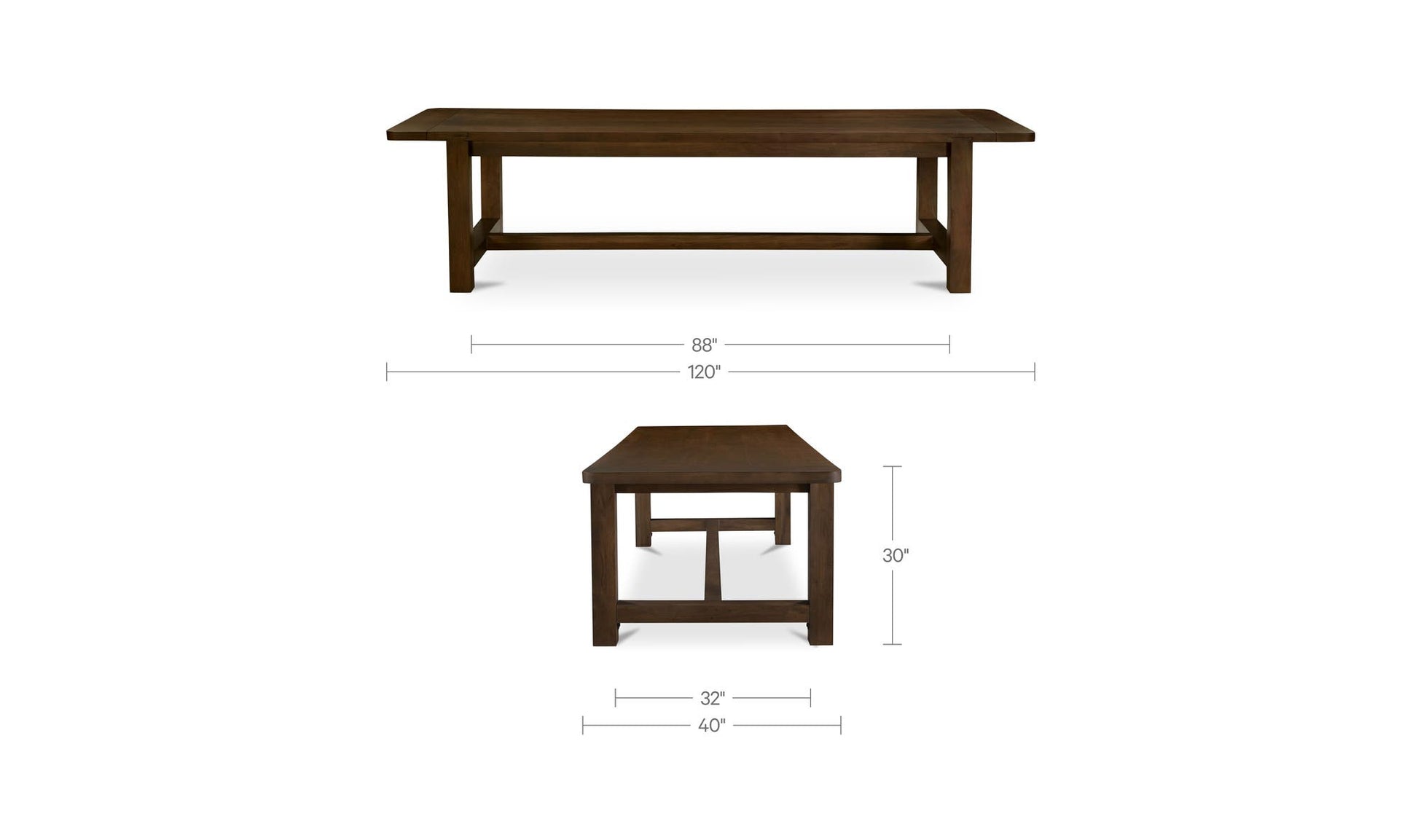 Wilson Dining Table Large Warm Brown by Moe's Home Collection - view 15