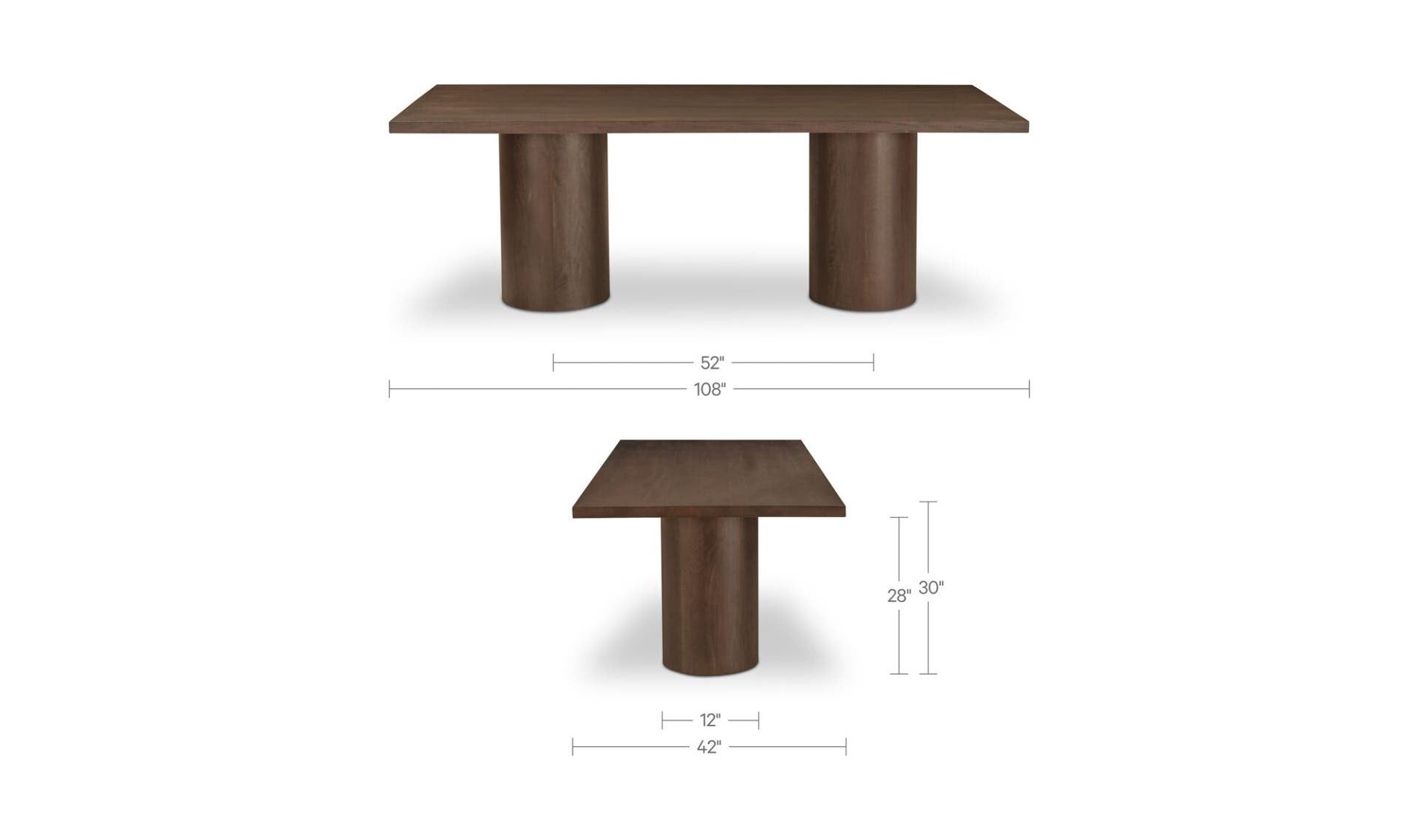 Hadley Dining Table Large Warm Brown by Moe's Home Collection - view 11