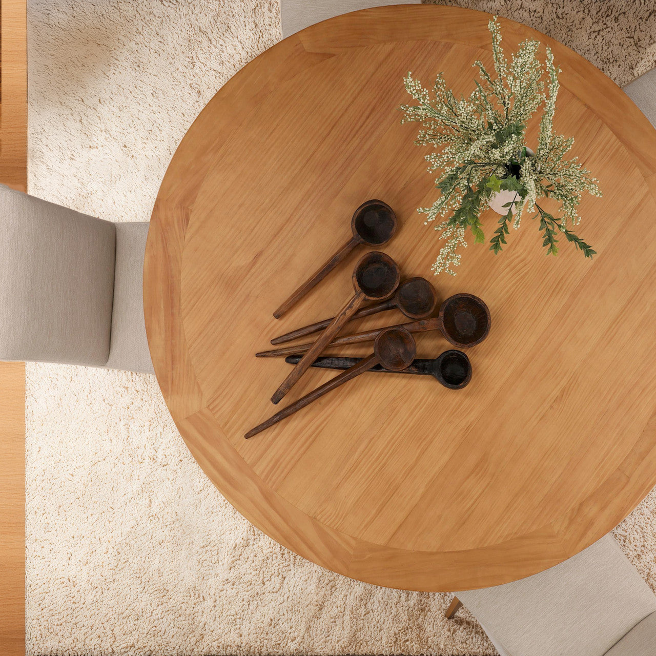 Hand Carved Spoon Set of 6 25"