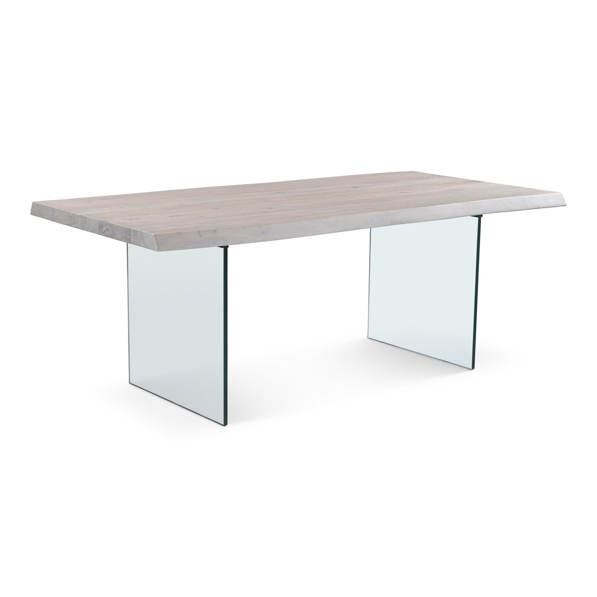 Brooks Dining Table Glass Base 40" x 79" White Wash Top - Clear Glass Base by Urbia - detail 2