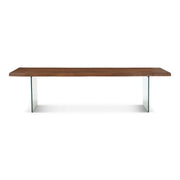 Brooks Dining Table Glass Base 40" x 116" Americano Top - Clear Glass Base by Urbia - product view