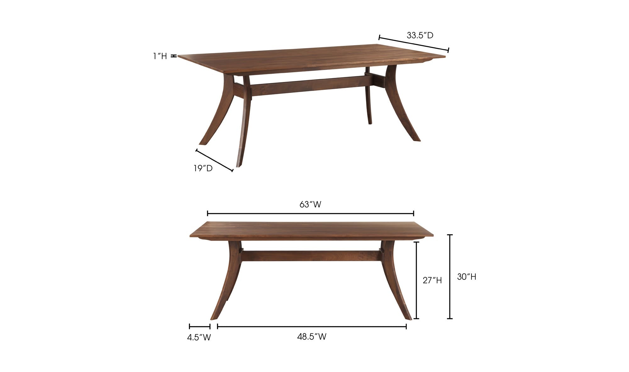 Florence Small Dining Table Brown by Moe's Home Collection - view 14