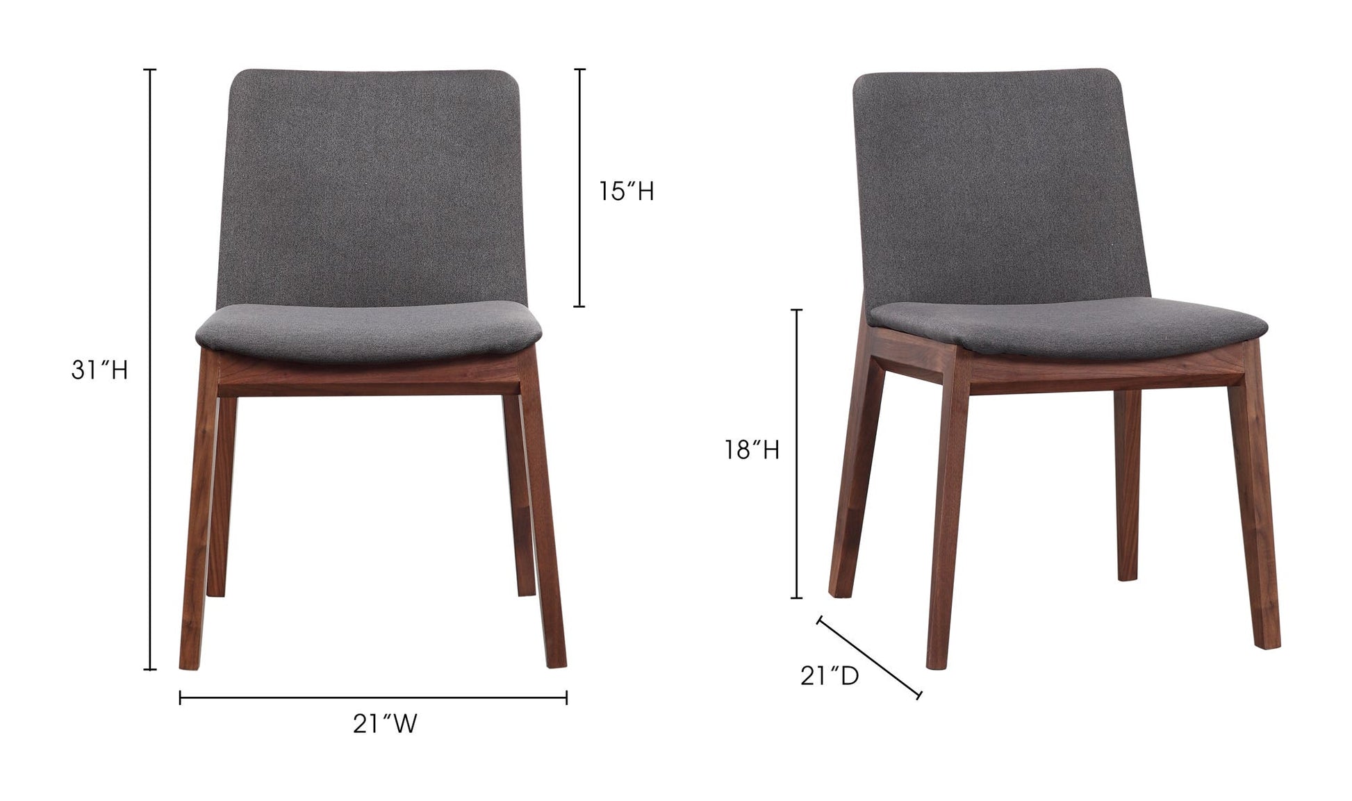 Deco Dining Chair Dark Grey - Set Of Two by Moe's Home Collection - view 19